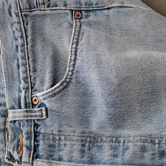 Thrashed Levis high waisted 501 Men's Distressed button fly denim blue jeans 32 - Picture 2 of 15